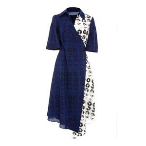 Jonathan Cohen "Heloise" Blue & White Floral Wrap Dress, Size Large NWT! $1,450